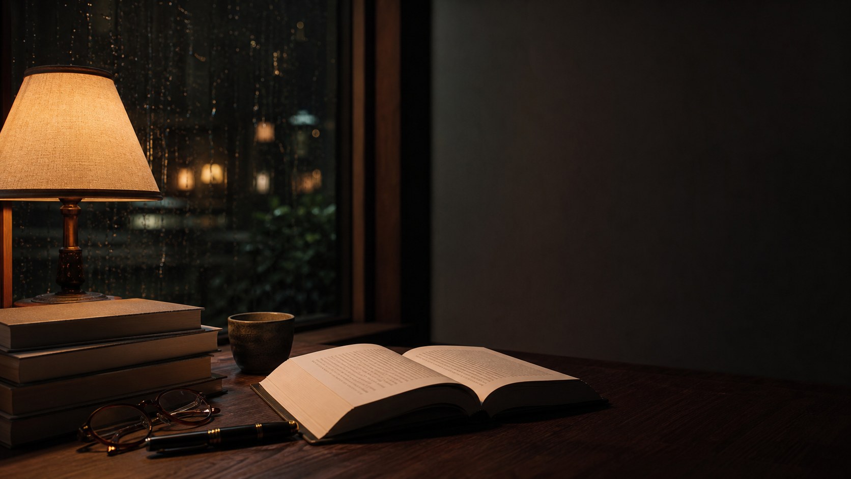 雨の夜、読書灯のそばに開かれた一冊